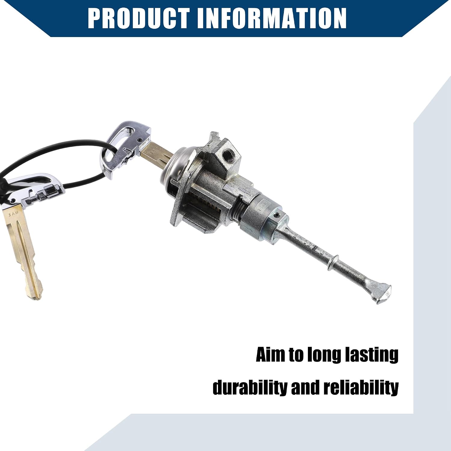 81970-F0000 / Front Driver Side/Power Door Lock Cylinder with 2 Keys for Hyundai Elantra 2017-2020 / Left Side Door Lock Set Tumbler LH/Metal / 1 Set/Silver Tone