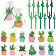 12 Sets Cactus Sticky Notes and Cactus Shaped Ballpoint Pens, Cute Self-Stick Notepads Plant Memo Pads for Office Supplies Party Favors Gifts for Coworkers Teachers Students Nurses
