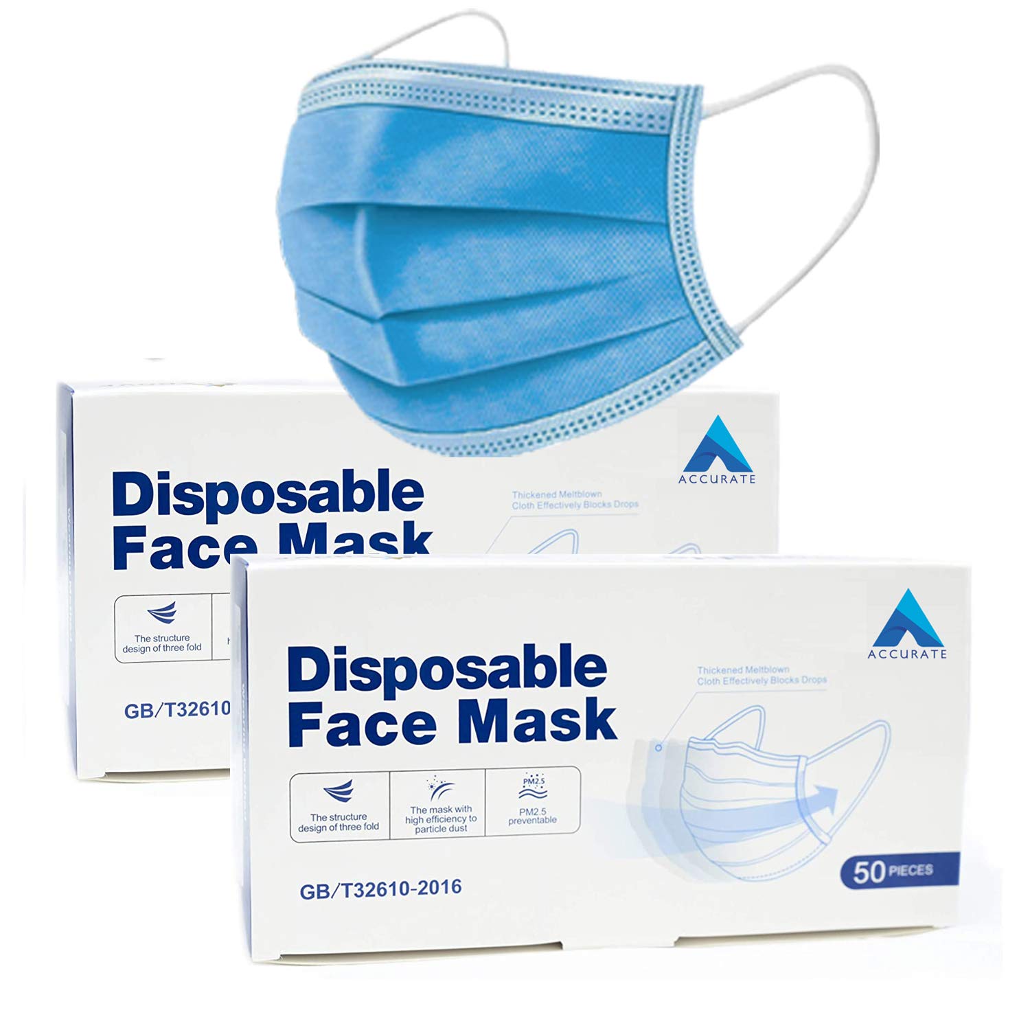 Sponsored Ad – Blue Disposable Face Masks | 3 Ply Earloop Face Covering with Nose Clip | Sutaible for Sensitive Skin