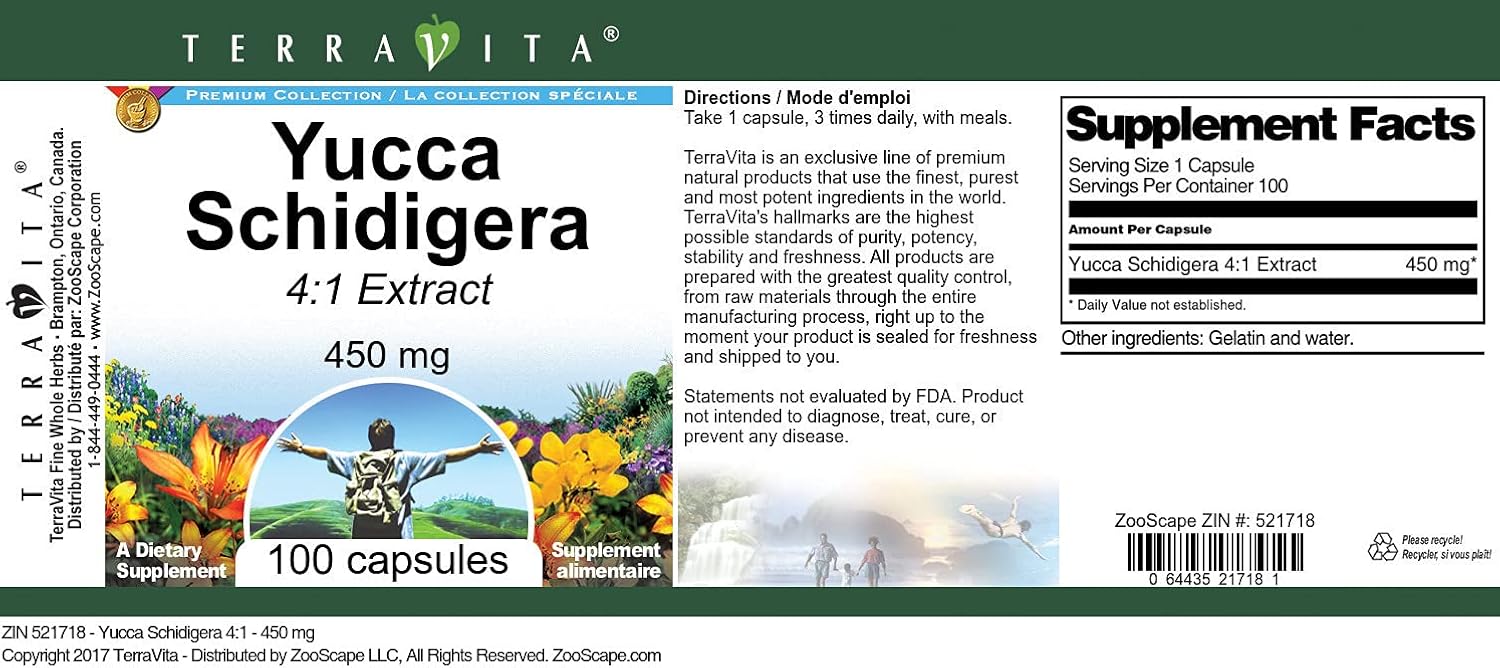 Yucca Schidigera 4:1-450 mg (100 Capsules, ZIN: 521718) - 3 Pack