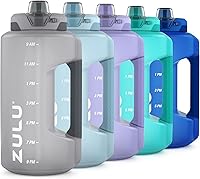 ZULU Goals 64oz Half Gallon Water Bottle with Straw, Time Markers & Leak-Proof Lid - Grey Reusable Jug for Gym, Hiking & Daily Hydration
