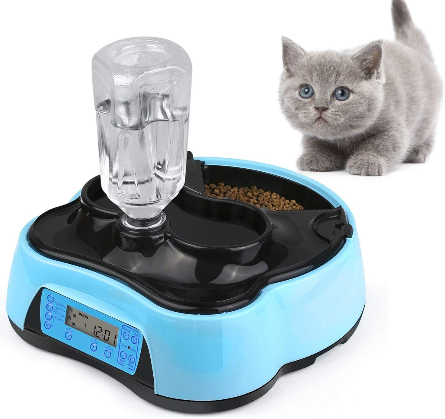 Xuliyme Automatic Dog&Cat Feeder Auto Pet Food Dispenser with LCD Display,Voice Record Remind, Timer Programmable, Portion Control for Medium & Large Dog - 4 Meals a Day