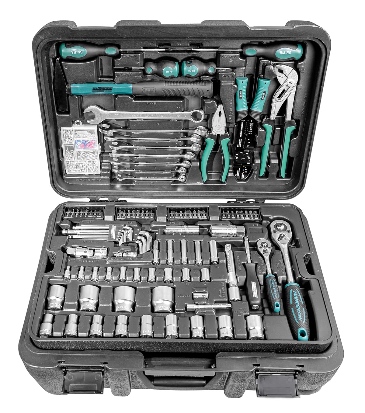 Mannesmann - M29070 – Valigetta porta attrezzi con ruote, 122 pz.
