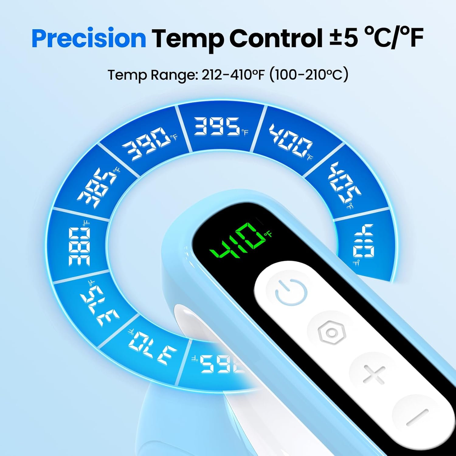 Calogy Hat Press Heat Machine for Caps, Mini Portable Hat Heat Press with Timer, Max 410℉,Precision Temp Control ±5℉, Fast & Evenly Heating 2.76*6.3in Curved Plate for 6 1/2-8 hat，21-26 Girth (Blue)