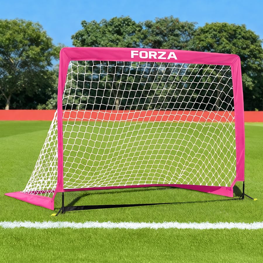 FORZA Square Pop-Up Football Goal [6 Sizes] (Pink, 5ft x 3.5ft, Single Goal)