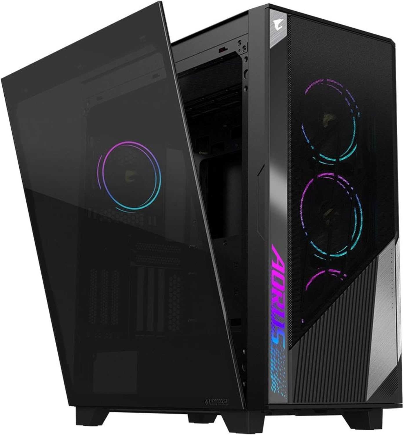Gigabyte AORUS C500 Glass Mid Tower ATX Case, Black, TG Panel, No PSU