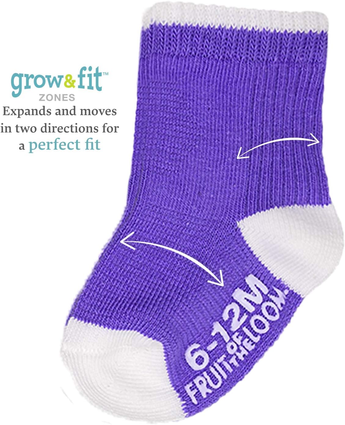 Fruit of the Loom Baby 14-Pack Grow & Fit Flex Zones Cotton Stretch Socks - Unisex, Girls, Boys (6-12 Months, Pink Pop)