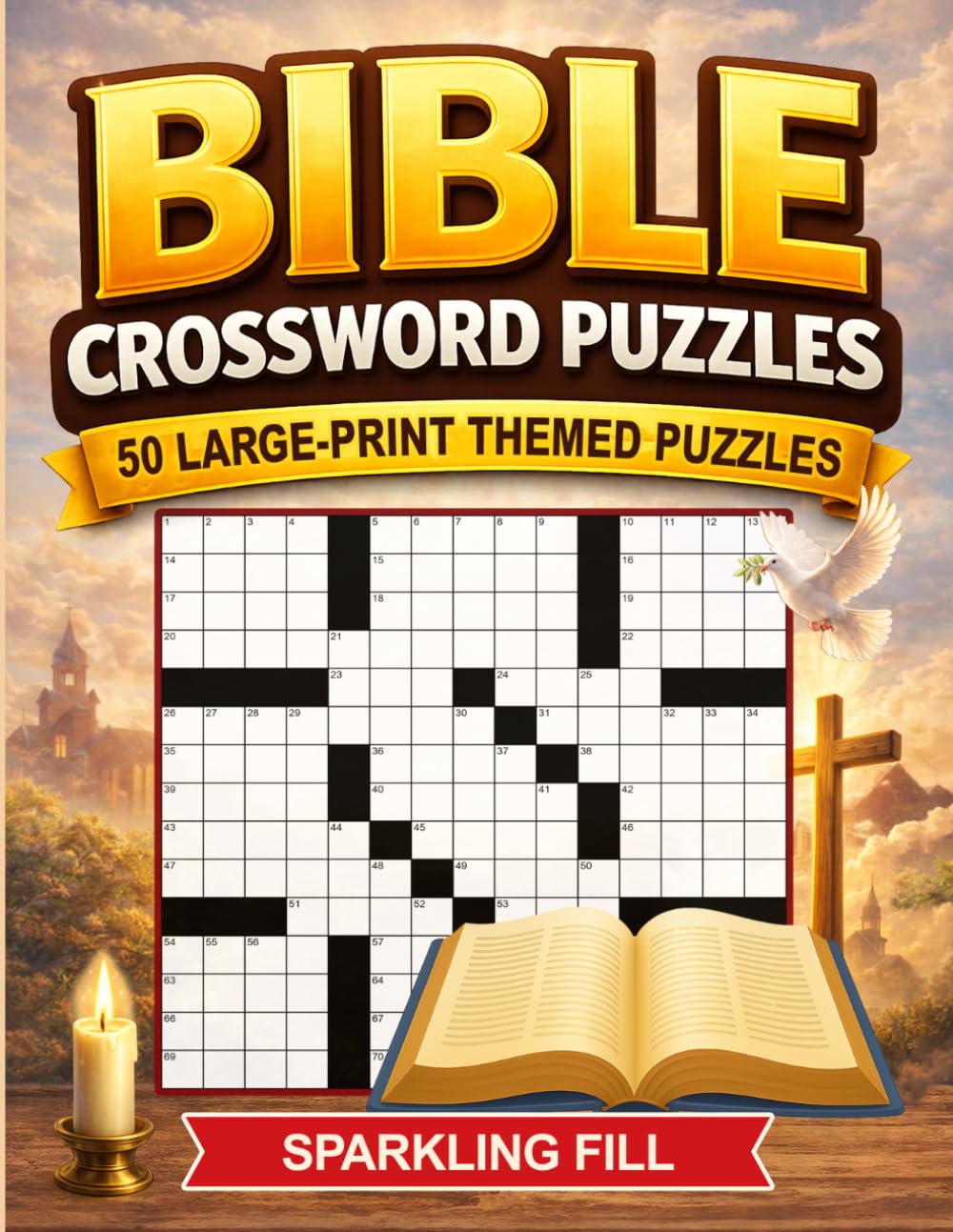 Bible Crossword Puzzles: 50 Large-Print Themed Crossword Puzzles (Sparkling Fill Crossword Puzzles)