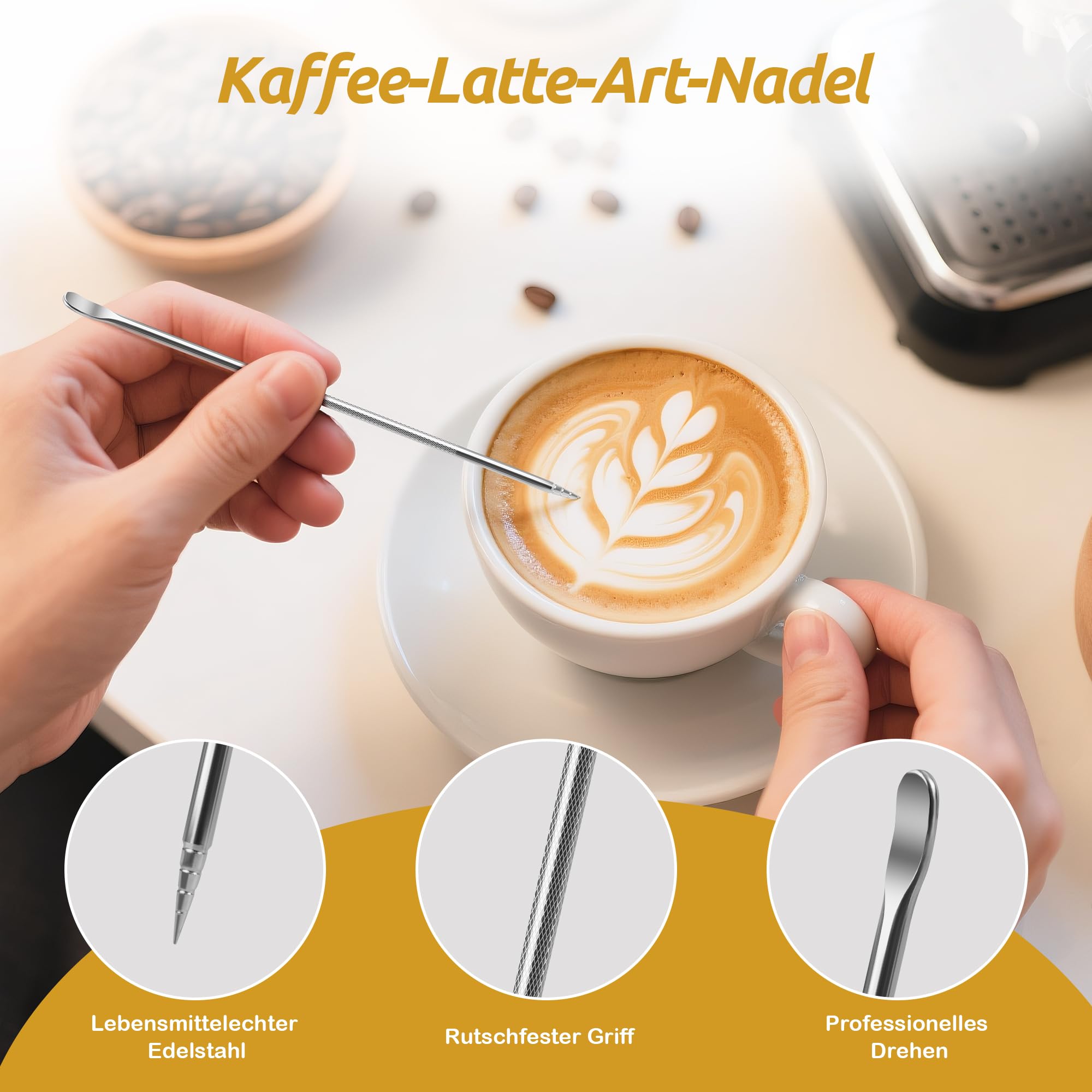 Milchkännchen, 600ml Milchkännchen Edelstahl mit Messung Mark, Milchkanne für Cappuccino, Espresso, Latte Art, Kaffeeliebhabe, 20 FL.oz