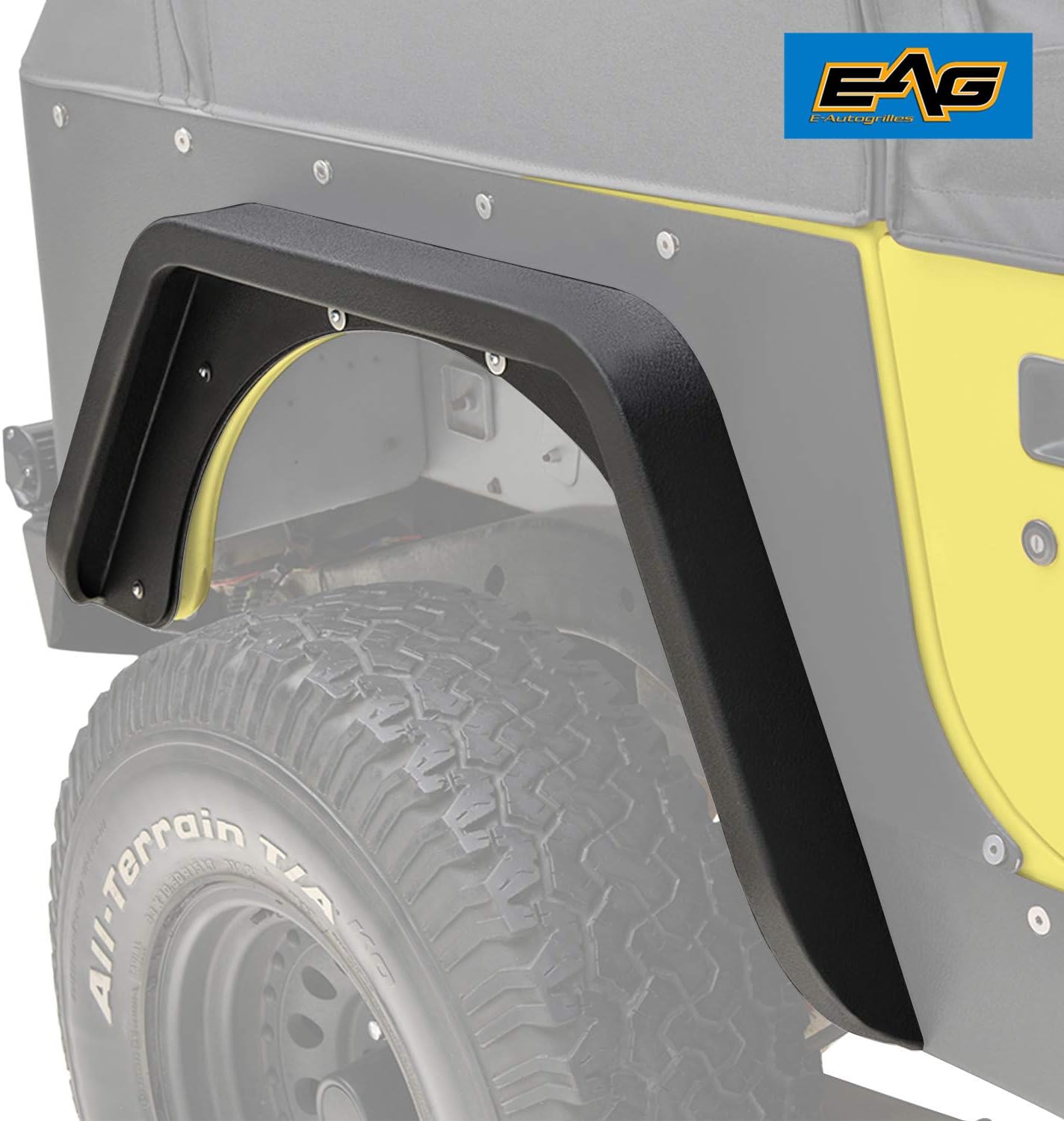 EAG Black Rear Fender Flare Armor Steel Fit for 8795