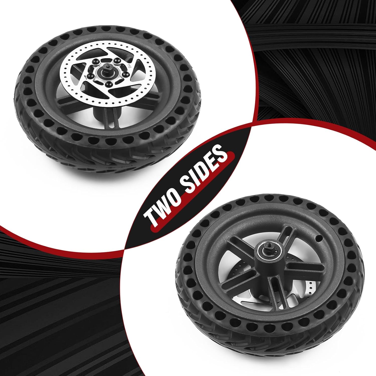 8.5 Inches Scooter Wheel Hub Tyre, Electric Scooter Wheels Replacement Tire, Honeycomb Solid Rear Tire with Disc Brake and 3 Installation Tools, for Mijia M365 Xiaomi/1S