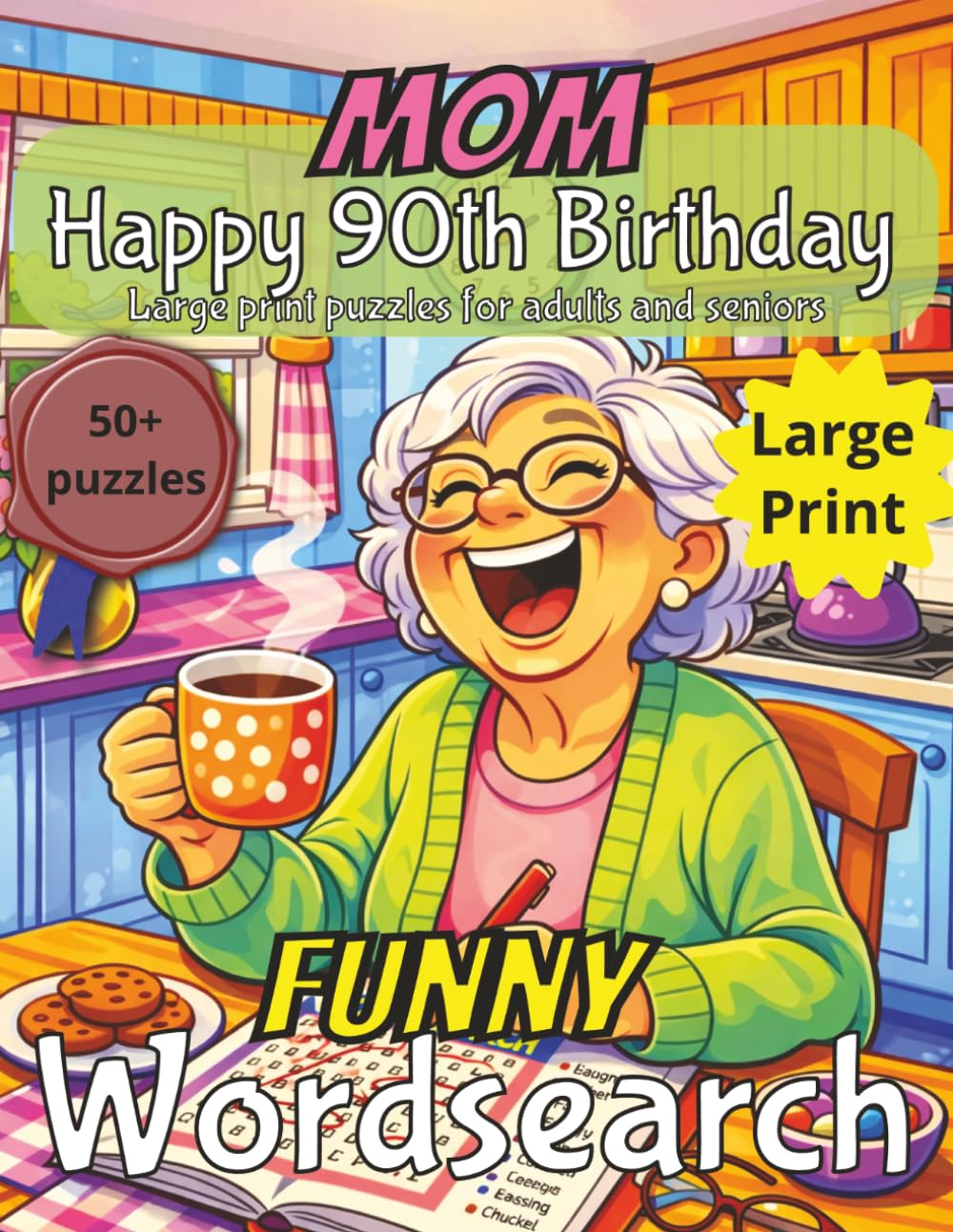 Funny 90th Birthday Word Search for Mom: 90th Birthday Gift Mom | Gifts for Women | Present for Senior | 90 Year old Gift | 90th Gift for Women | ... | Fun Gift Elderly | Mother 90th Present