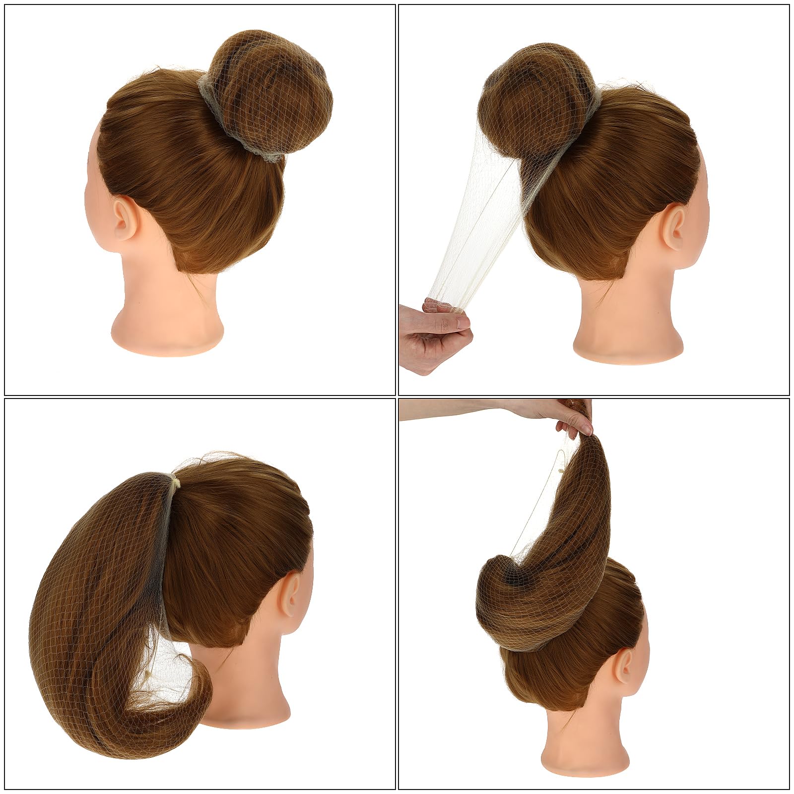 20 Retine per Capelli per Chignon con Bordo Elastico, Invisibile, per Balletto, 50 cm