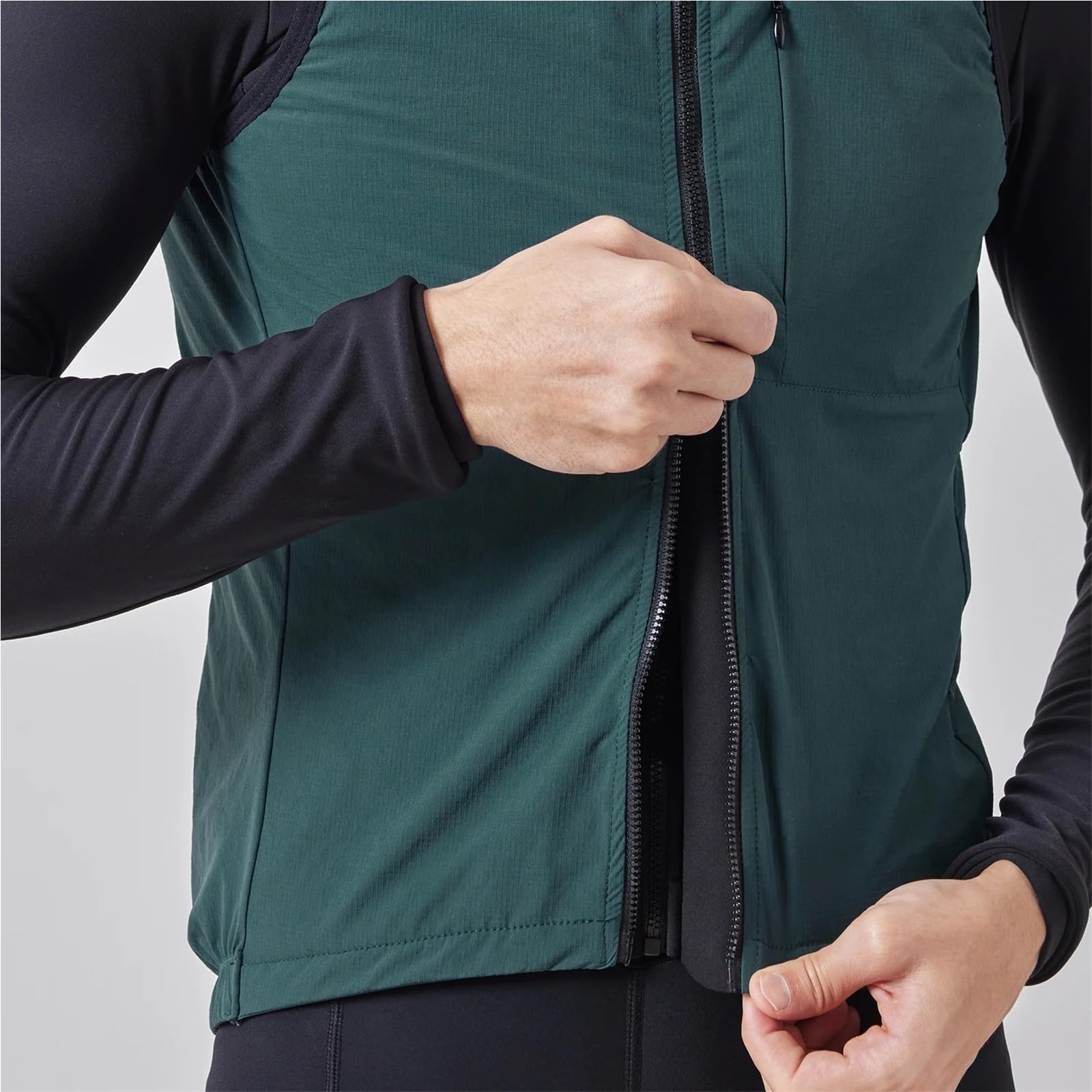 Passamontagna sottocasco Gilet da Ciclismo Interno Invernale Antivento e Termico Abbigliamento da Ciclismo a 2 Strati con Tasca sul Petto