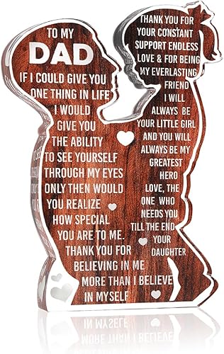 Joyline Placa acrílica con texto en inglés "Dad to My Dad You'll Always Be My Hero Heartfelt - Placa acrílica para el Día del Padre, regalo de