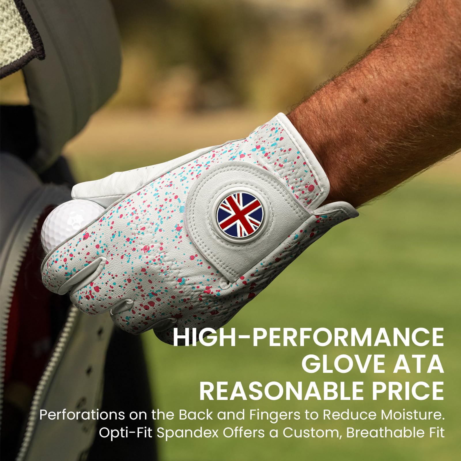 XJBTBA Guantes de Golf para Hombre Mano Izquierda Derecha Cabretta Cuero Weathersof con Marcador 1 Pieza, Guante de Golf para Hombre Suave Transpirable Resistencia al Desgaste