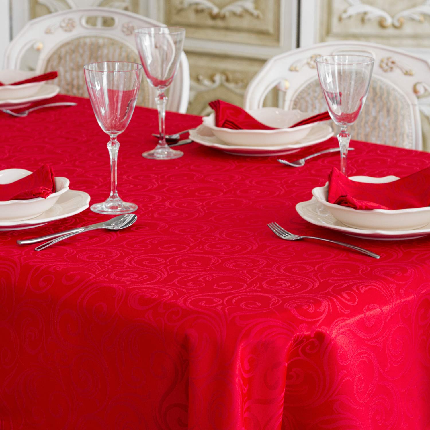 BGEUROPE Mantel - Antimanchas - Rojo - Ref. Lyon - 150cm x 350cm