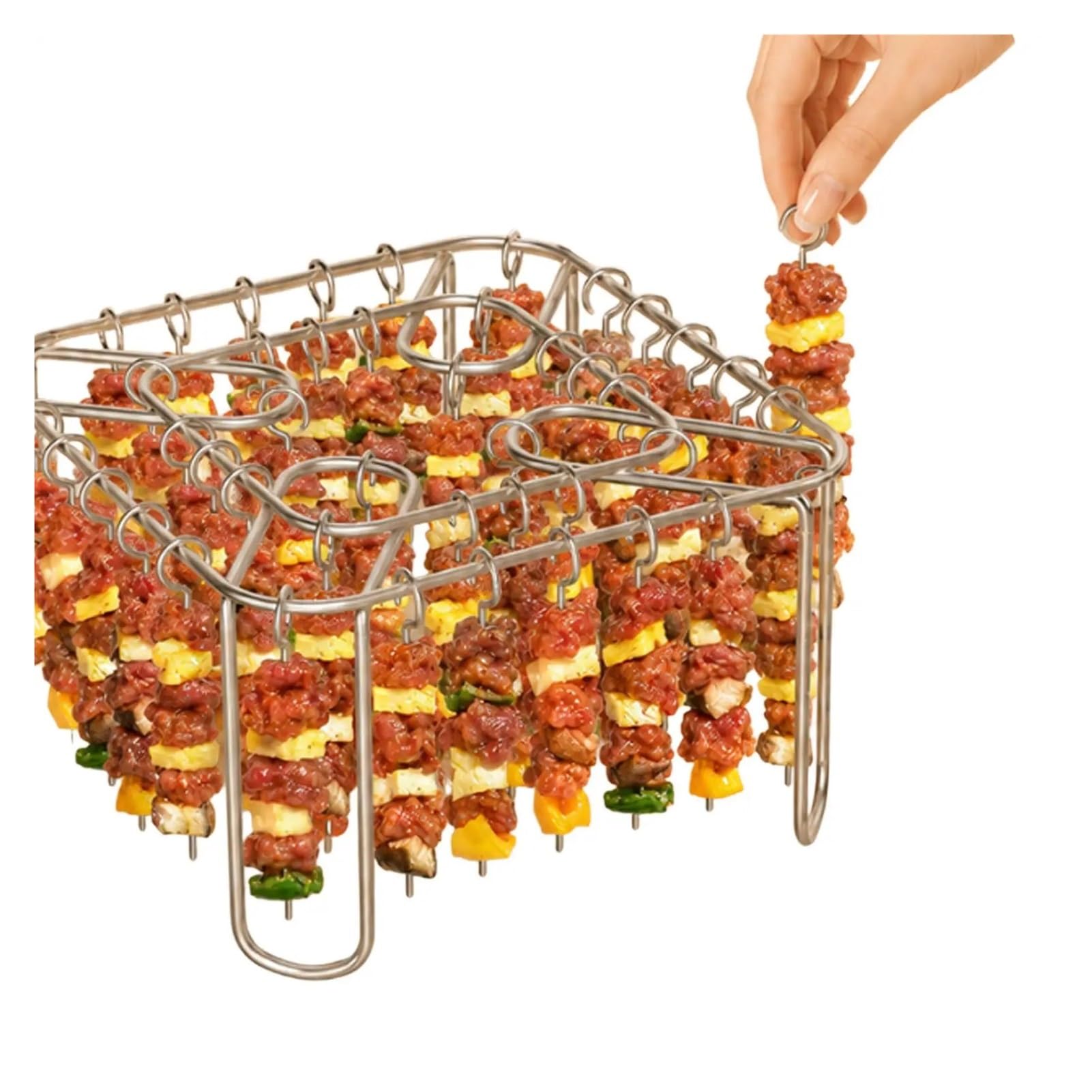 Genérico Rejilla for freidora de Aire con 40 brochetas for Cocina | Acero inoxidable, apto for uso alimentario, reutilizable, antideslizante, fácil de limpiar.