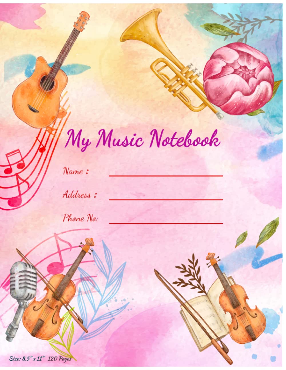 Cahier de musique vierge à large portée pour composer facilement au piano ou guitare