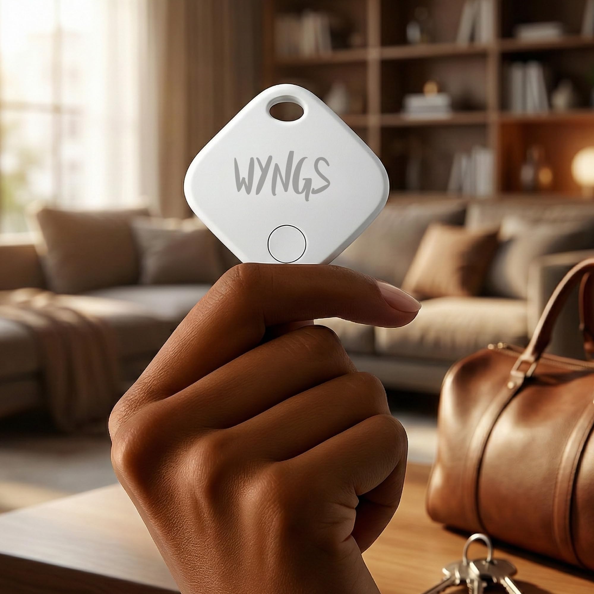 WYNGS Air Tag Schlüsselfinder – Bluetooth Tracker für iPhone, Schlüssel, Taschen & Haustiere – Kompatibel mit Apple 'Wo ist?' App & iOS – Smart GPS Ortung – Schwarz - 4er Set