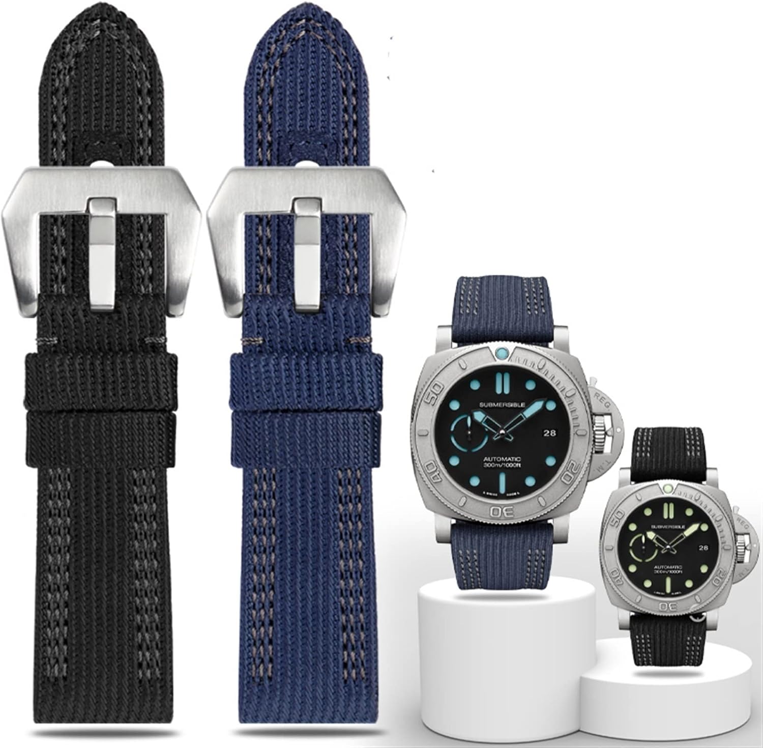 ZUC Canvas Watchband For Panerai PAM00984 985 441 Series Nylon Canvas Leather Wristband 24mm26mm Strap