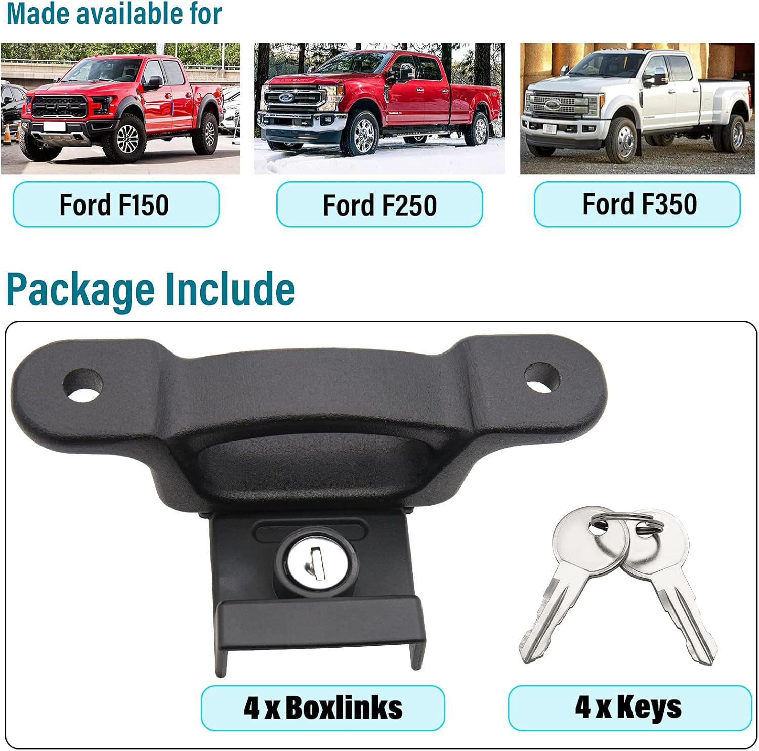 LEIMO KPARTS F150 F250 F350 Boxlink Tie Down Anchors Cleats Bed Tie Downs for Ford 2015-2021, Replaces for Ford FL3Z-99000A64-B Bed Cleats Box Link Kit (4 Pack) - Image 6