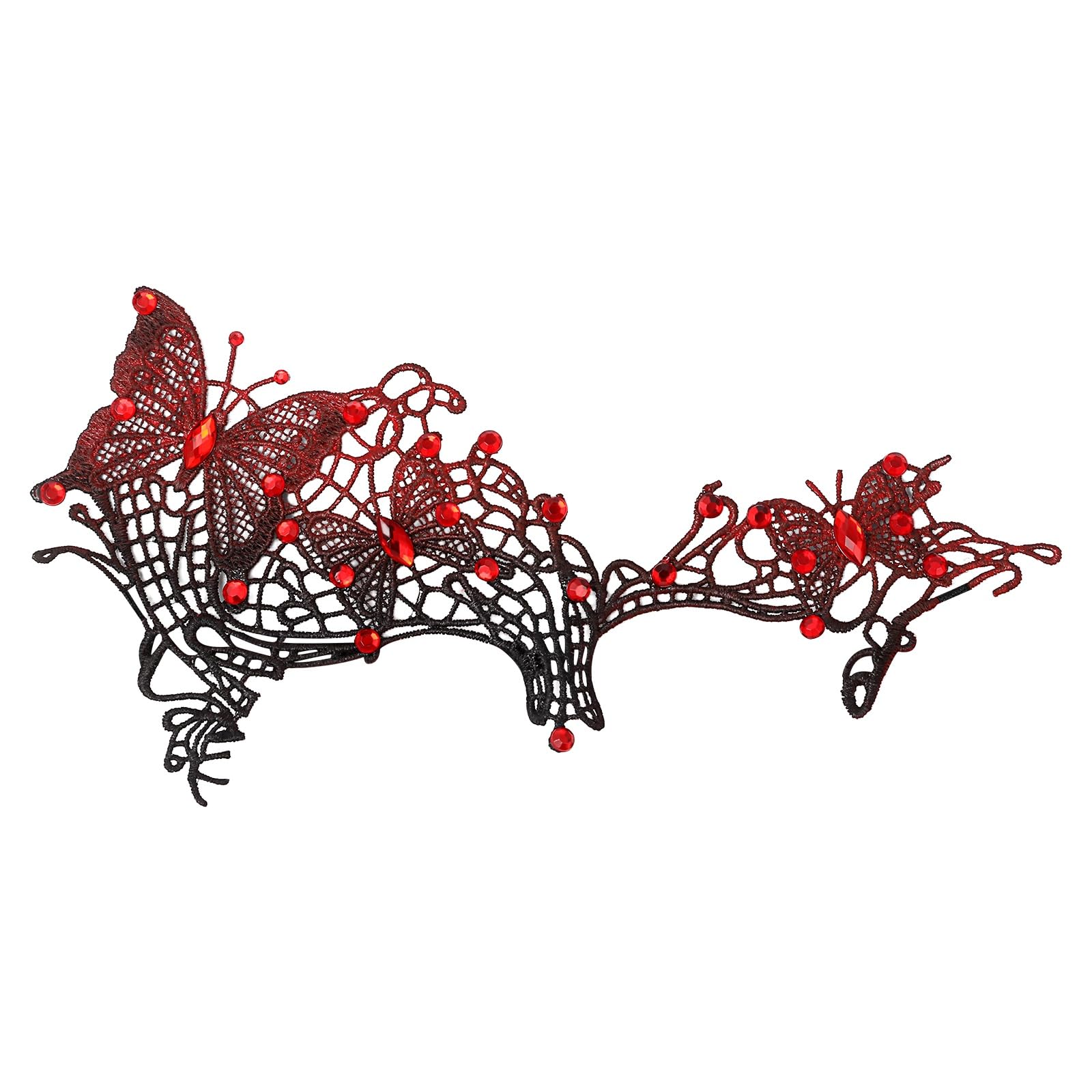Oidea Womens Masquerade Mask: Halloween Butterfly Spiderweb Lace Half Face Mask Costume Prom Cosplay Party Masks Red