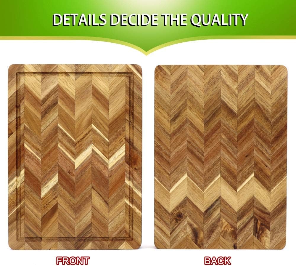 Chopping boardWood Cutting Board with Juice Groove Rectangle End Grain Chopping Serving Boards Wooden Butcher Block