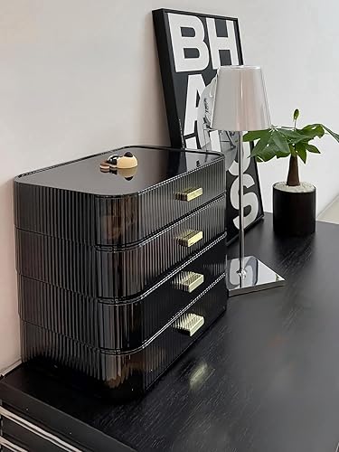 Miniatura 5 de Decorcode Paquete de 2 organizadores de maquillaje apilables con cajones, almacenamiento de baño para paletas de sombras de ojos, cosméticos y