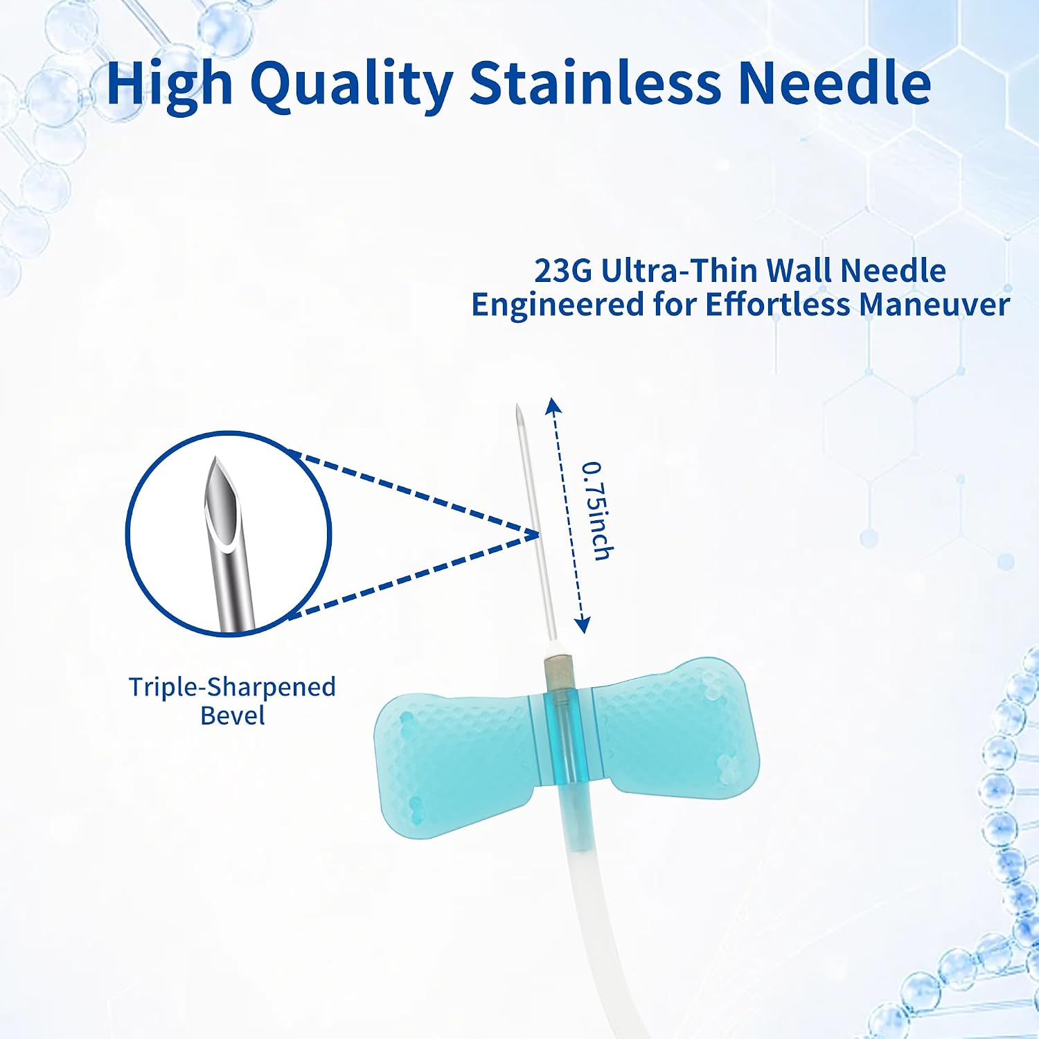 100 Pack Winged Tools 21G/23G/25G for Laboratory & Animal Use (23G) | Flexible winged tools with 21G/23G/25G sizes for laboratory handling, training and technical applications.
