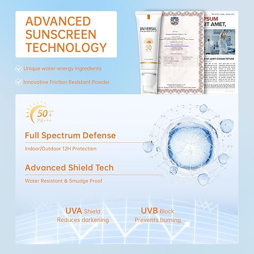 Miniatura 6 de Protector solar teñido para la cara SPF 50, humectante con tinte y SPF, resistente al sudor, sin aceite y sin residuo blanco, amplio espectro