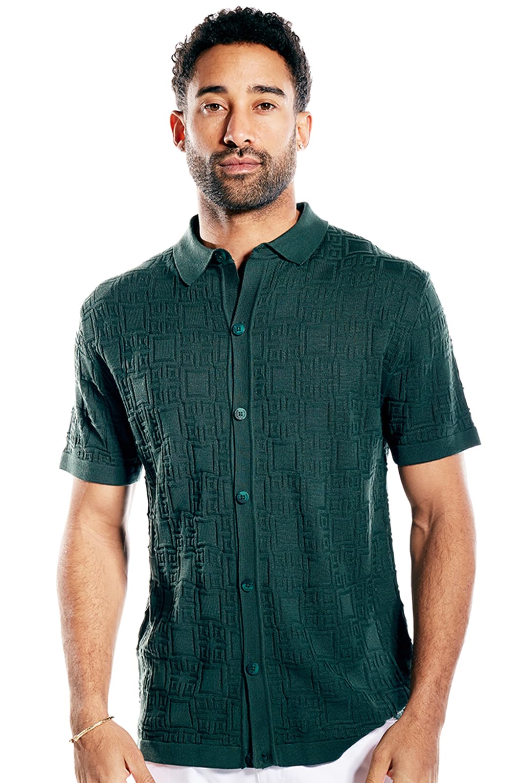 Men’s Short Sleeve Knit Sports Shirt - Modern Polo Vintage Classics: Multi Stripes