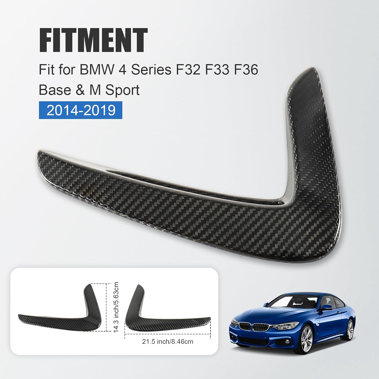 Dry Carbon Fiber Side Fender Vent Compatible with BMW 4 Series F32 F33 F36 418i 420i 428i 435i 440i &M Sport 2Door 4Door Air Intake Scoop Cover Trim