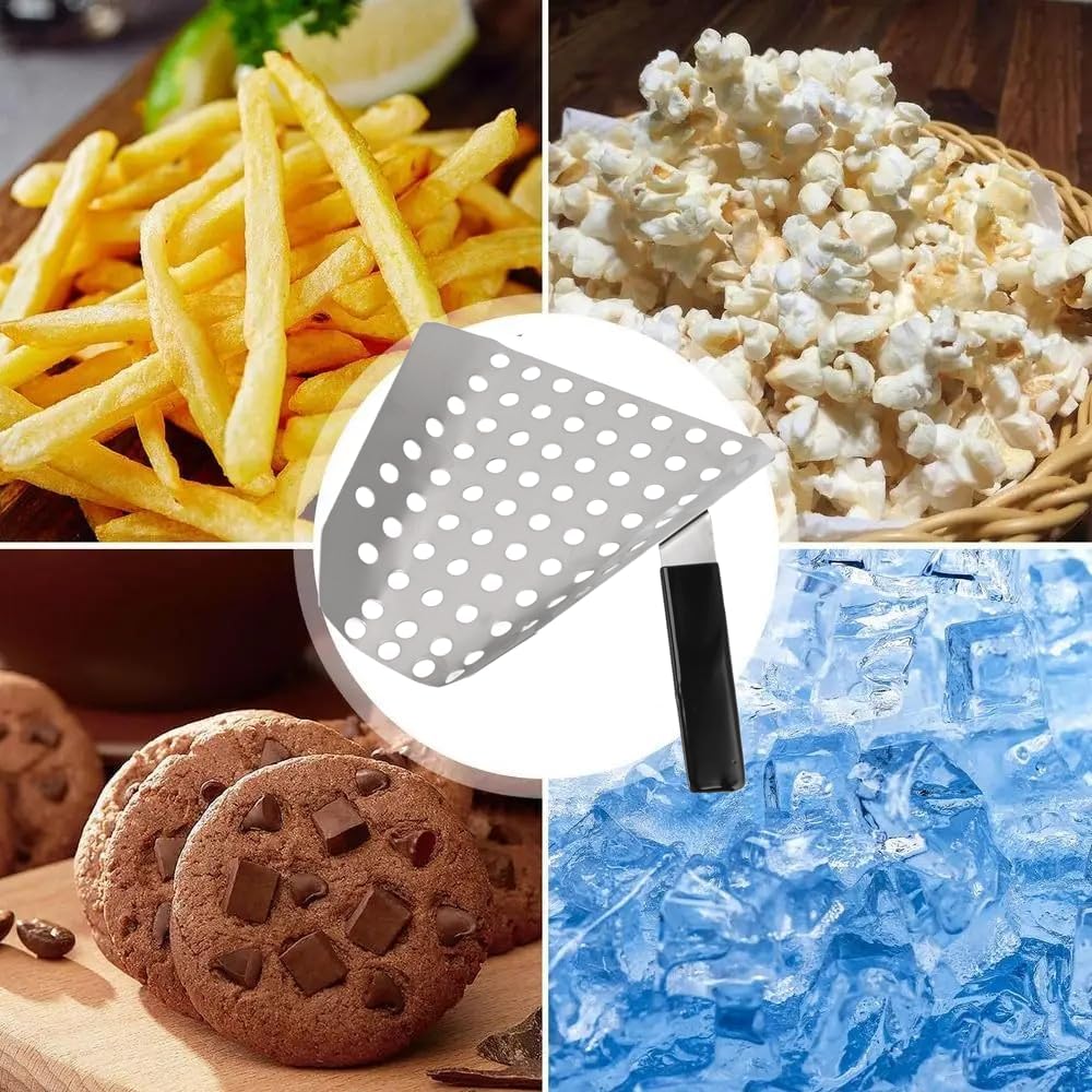 Embudo Recogedor para Patatas Fritas, Pala para Palomitas de Maíz de Acero Inoxidable, Diestros, para Servir Patatas Fritas Aperitivos Postres Productos Secos, Para uso Doméstico y Comercial