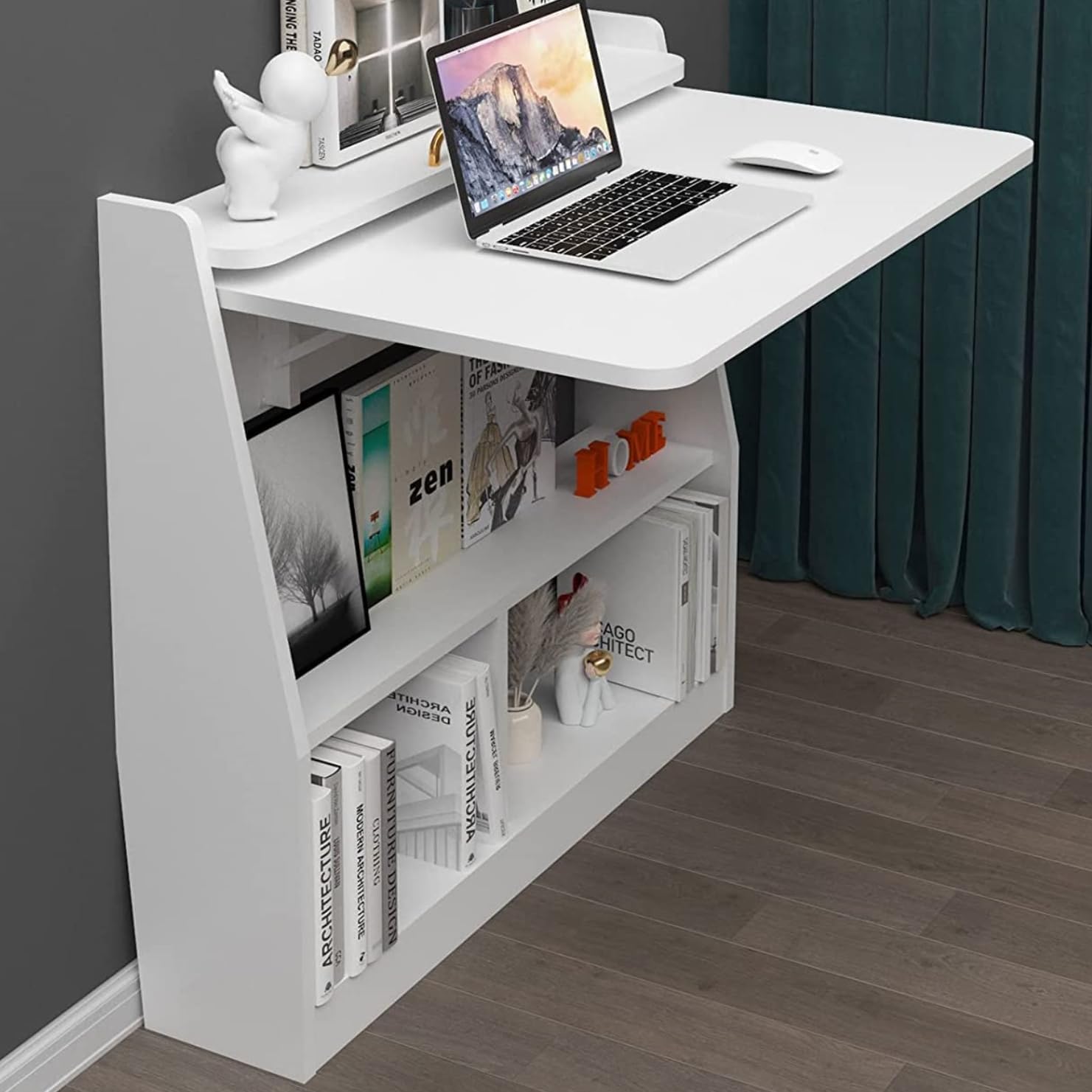 Mesa de pared, escritorio, mesa de ordenador, mesa de oficina, mesa de ordenador, mesa de juegos, mesa de madera, mesa plegable de pared con esquinas redondeadas, mesa de comedor, mesa de comedor,