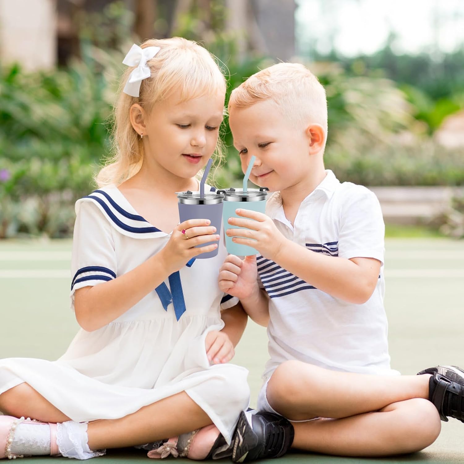 Kids Cups with Straws and Lids, 5 Pack 12oz Spill Proof Toddlers Straw Cup with Lid, Stainless Steel Kid Cups with Lid for School, Outdoor, Multicolor - Image 7