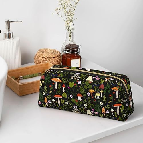 Miniatura 5 de Greatreme Bolso de cuero adorable de la pluma con cremallera de la bolsa para la oficina del trabajo, Setas Hongos Naturaleza, Sencillo