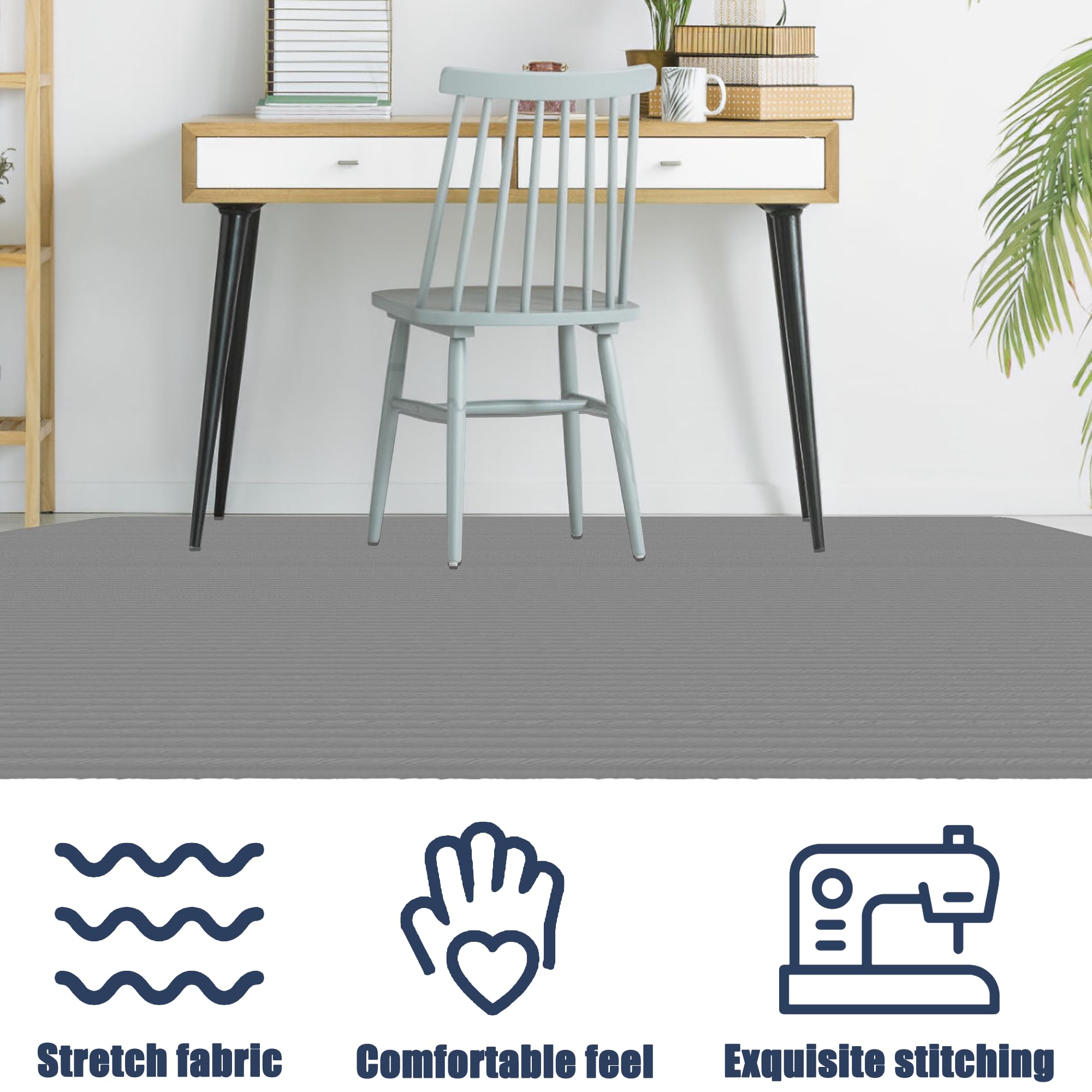 Tappeto Salvapavimento 100 x 175 cm Resistente Ai Graffi Tappetino di Protezione Del Pavimento Multiuso per Sedia per Giochi, Ufficio, Home Office, Grigio Chiaro