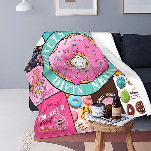 Miniatura 7 de Manta de donas con diseño de donas, decoración de postres, manta de perezoso para niñas y niños, súper cálida, suave, ligera, de franela de forro