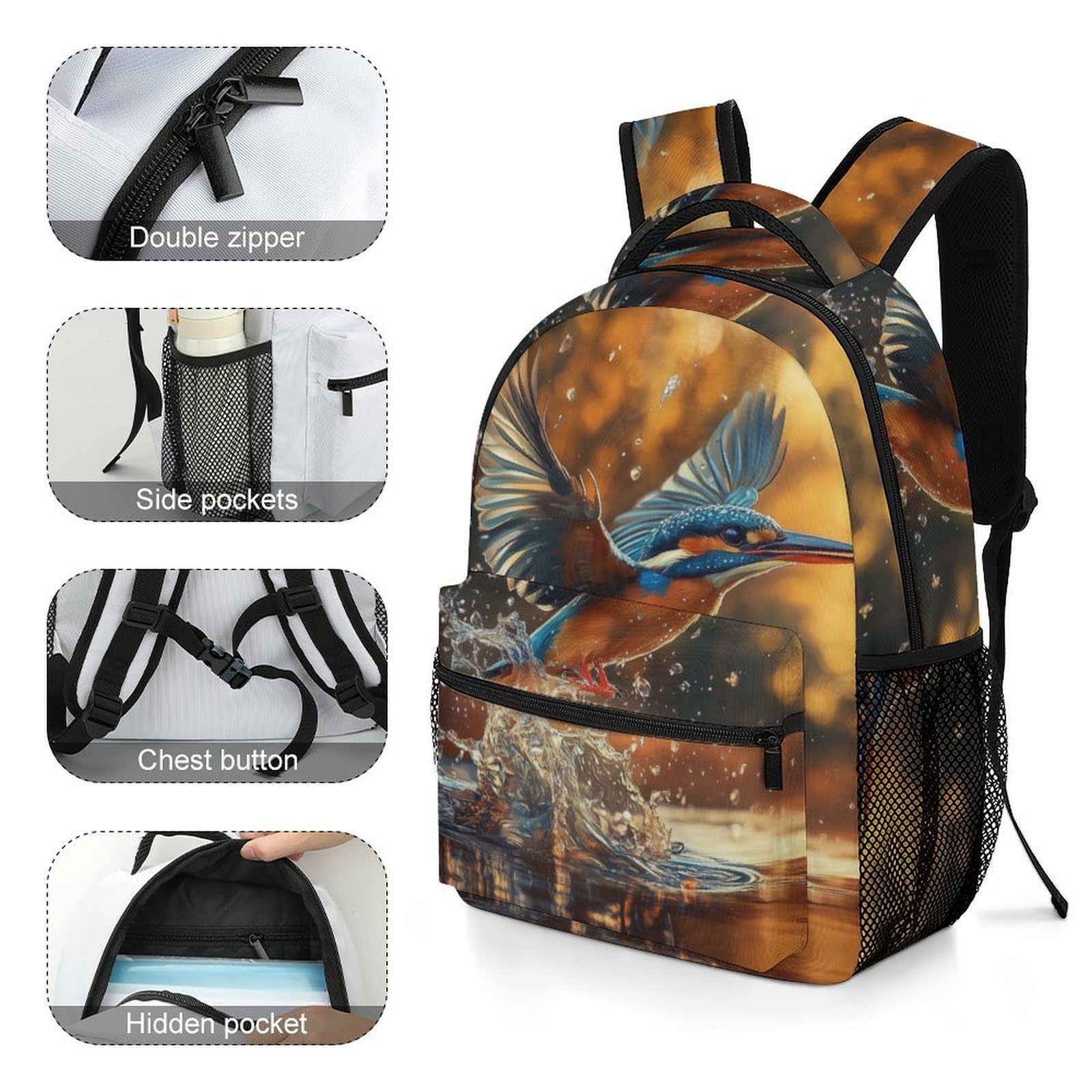 Materialbewährt Kunst-Elefant Schulrucksack Tier - Hochwertiges Polyester Mit PVC-freier Beschichtung