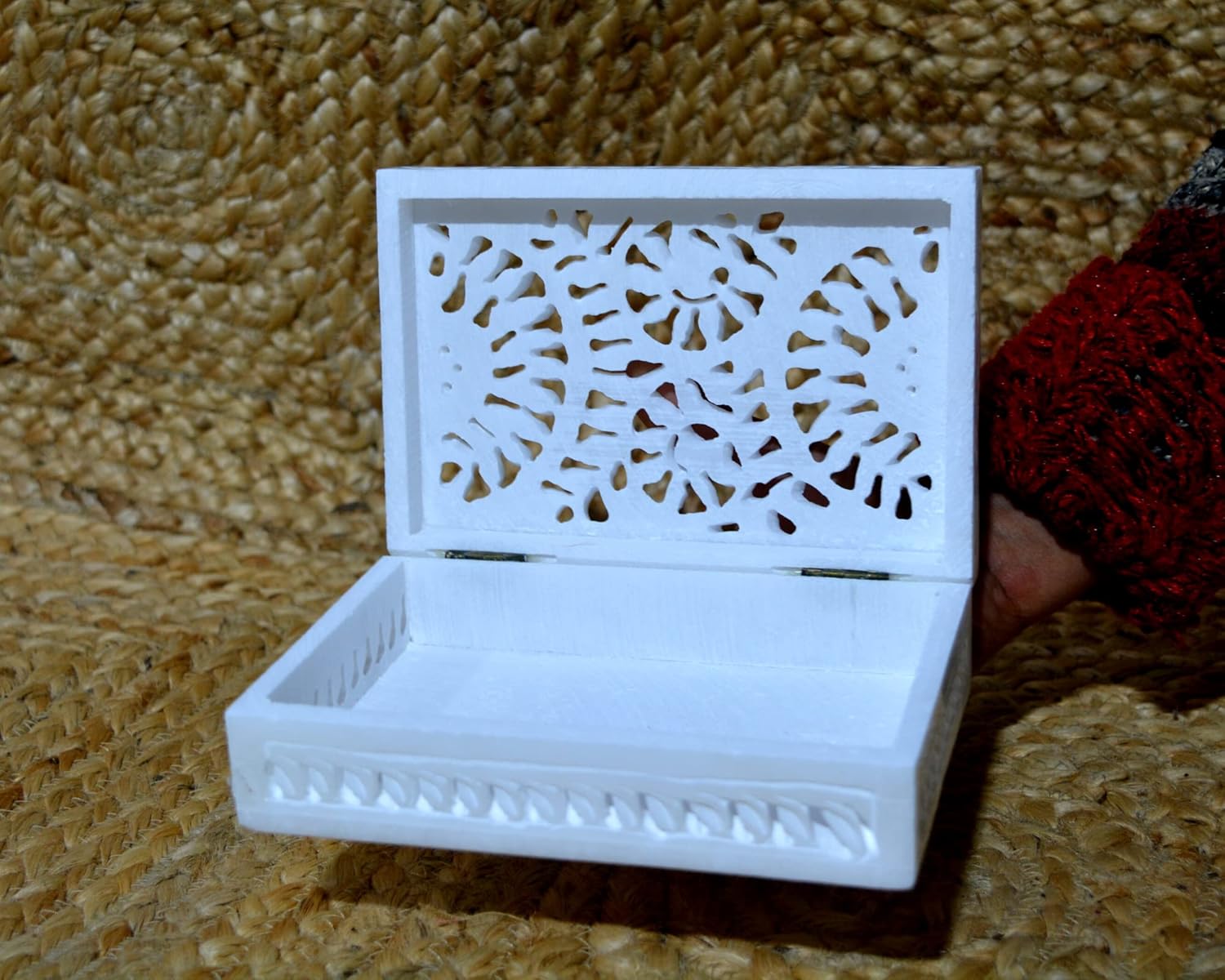 Vintage Onyx Marble Alabaster Lid Hinged Trinket Jewelry Box 6x4 inch | Decorative Treasure Box With Engraved Art Box Storage For Jewelry Memento Holder for Miscellaneous (Style A)