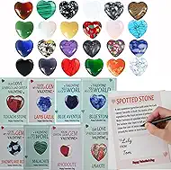 Valentine's Day Classroom Exchange Gifts - Prefilled Cards with Heart-Shaped Natural Crystal Stones, Non-Candy Party Favors for School Parties (24 Pack)