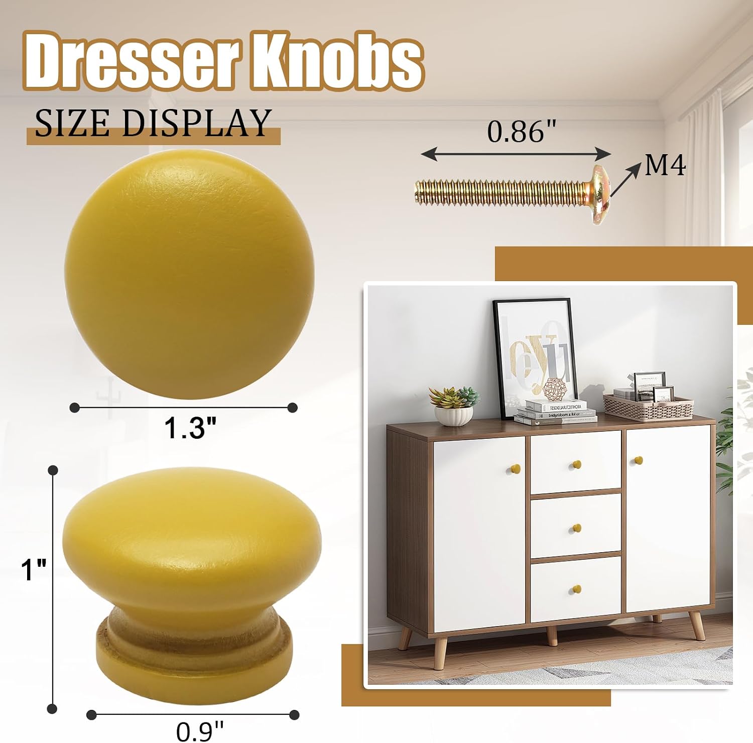 BokWin Yellow Wood Drawer Knobs, 20 Pack image 5