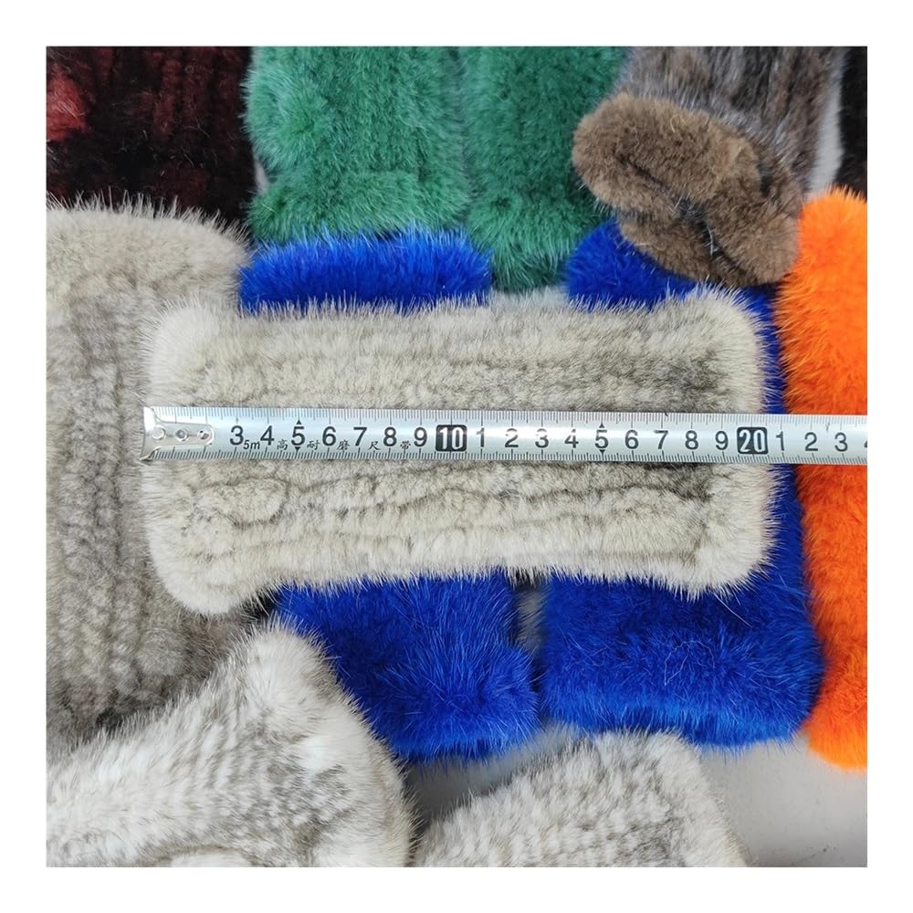 Guanti invernali in pelliccia da donna, guanti senza dita in calda naturale, in lavorata a maglia bambina(Grey 1)