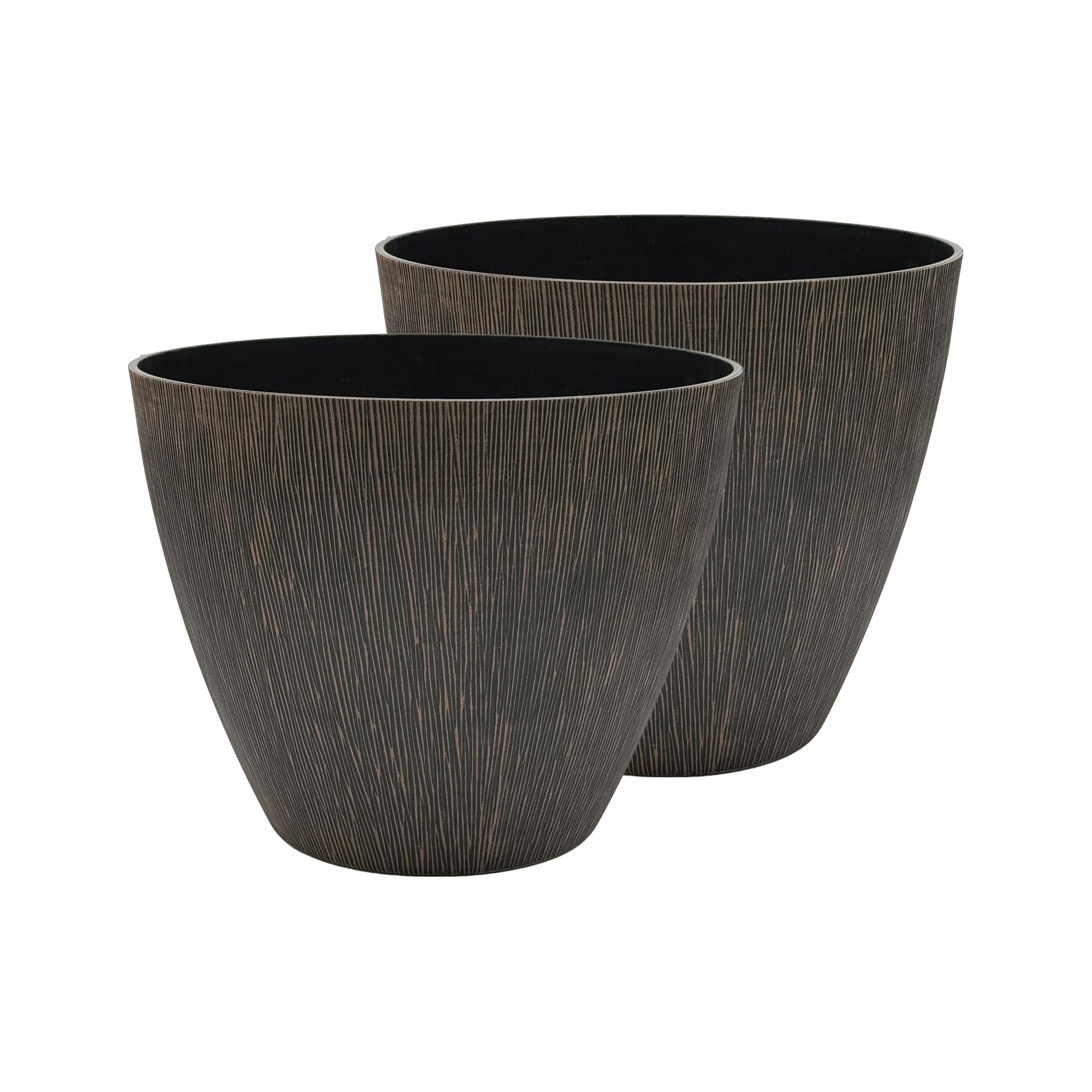 SG Traders Plant Pots Outdoor - Woodgrain Planter with Vertical Linear Texture | Garden, Patio and Balcony planters | UV & Frost Resistant, Lightweight, Decorative Pots for Flowers, Herbs & Plants