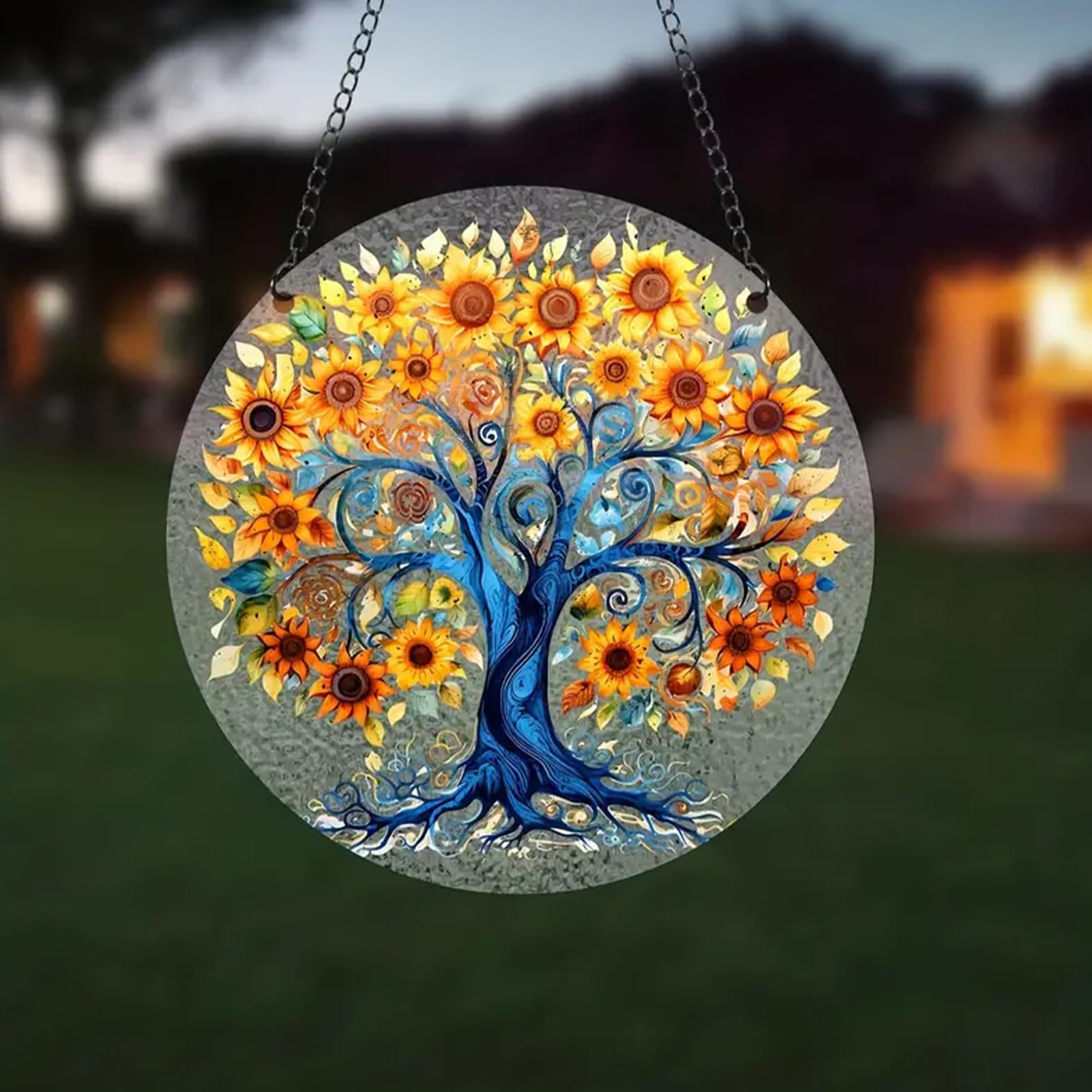 Décor Suspendu Acrylique Thème Marin - Ancre & Gouvernail, 16 Cm De Diamètre, Capteur De Lumière Coloré Pour Fenêtre/mur - 7