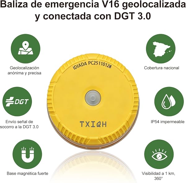 Baliza v16 homologada dgt con Geolocalización, Obligatoria 2026, Baliza Coche Conectada DGT 3.0, Datos Gratis hasta 2042 - 5