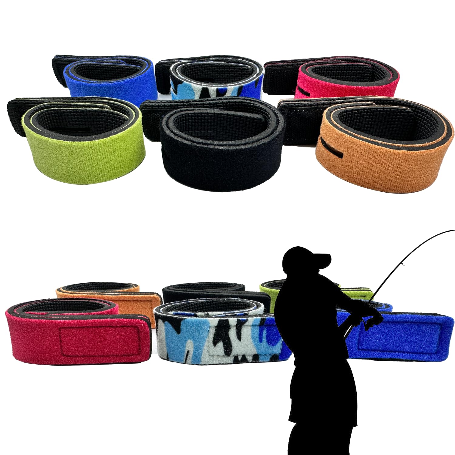 Adjustable Fishing Rod Straps - 12-Pack Heavy Duty Velcro Ties for Organizing Your Rods, Reusable and Colorful - No Damage - Image 4