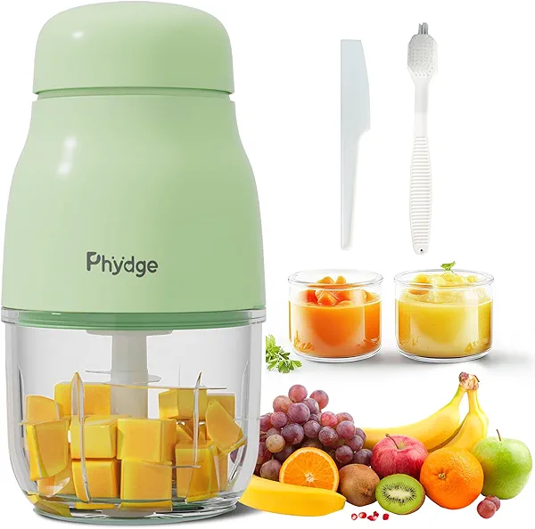 Phydge Baby Food Maker, Green Baby Food Blender, 10oz Baby Food Puree Maker, Food Processor for Baby Foods Fruit Vegetable Meat, 10-Second Quick Soft Food Prep for Baby