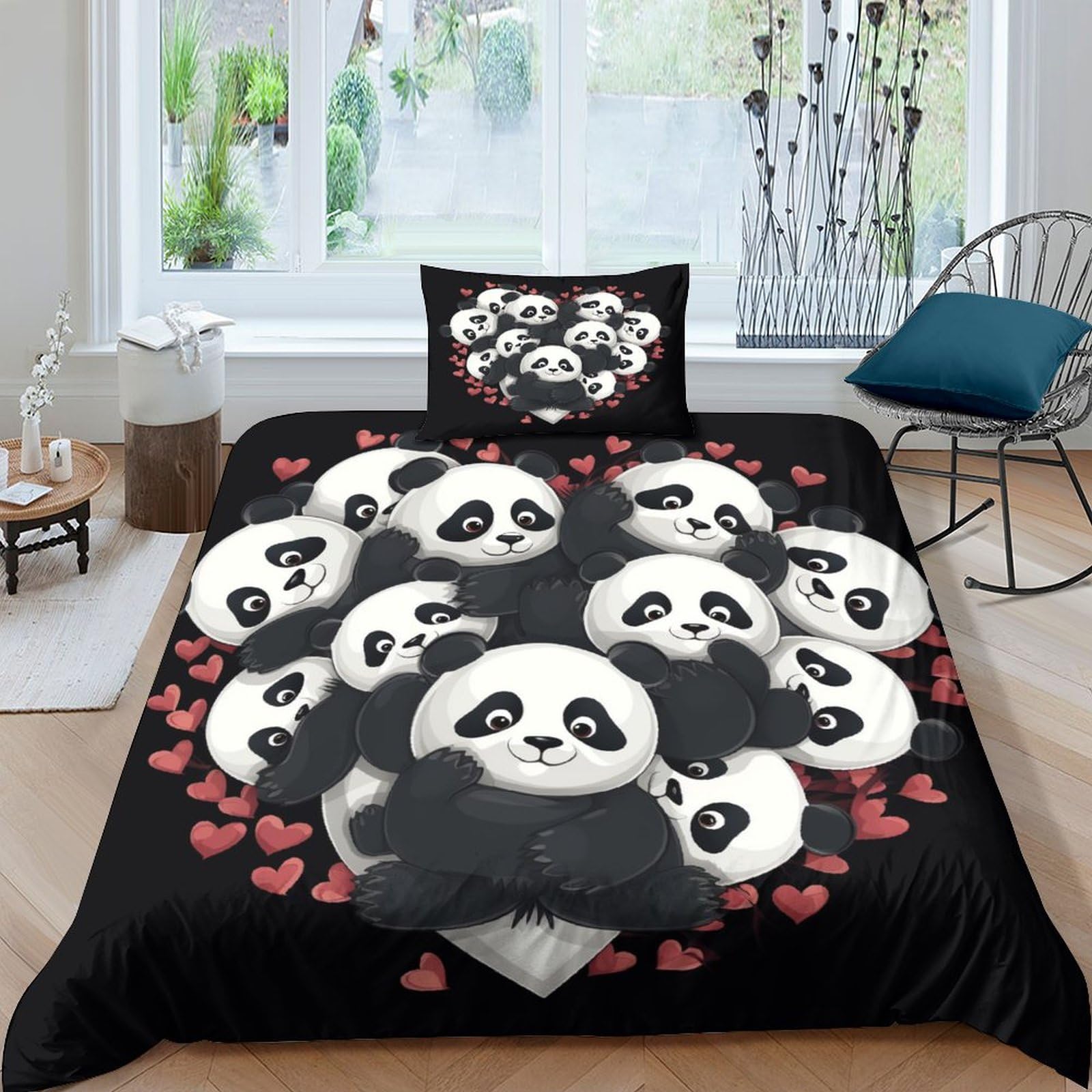 Funda nórdica de oso panda infantil 135x200 con cremallera para renovar el dormitorio juvenil